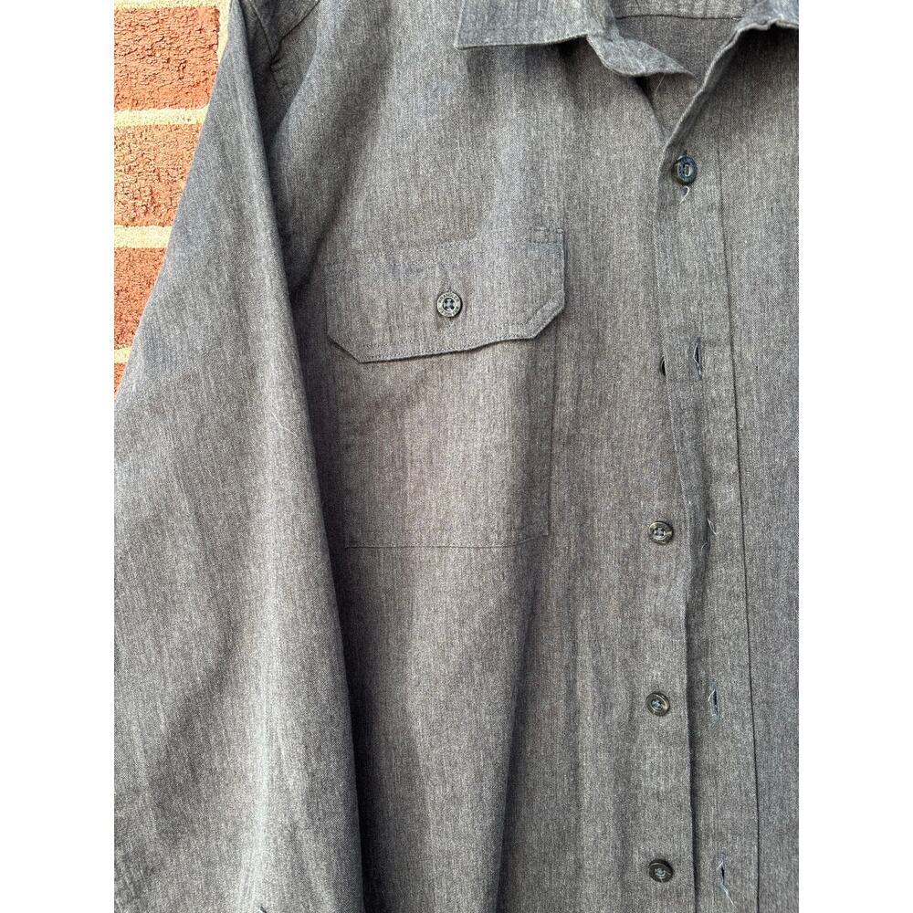 Wrangler Mens Gray Button Front Long Sleeve Shirt Size Large Western Workwear - Picture 8 of 12